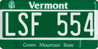 VT license plate LSF554
