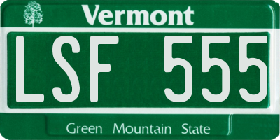 VT license plate LSF555
