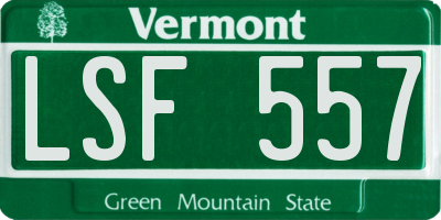 VT license plate LSF557
