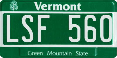 VT license plate LSF560