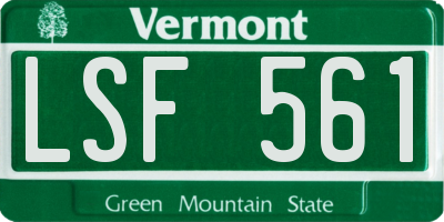 VT license plate LSF561