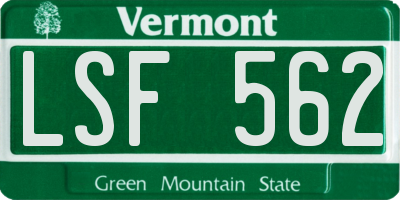 VT license plate LSF562