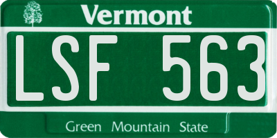 VT license plate LSF563