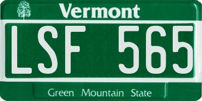 VT license plate LSF565