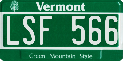 VT license plate LSF566