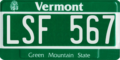 VT license plate LSF567