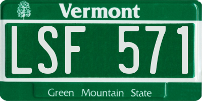 VT license plate LSF571