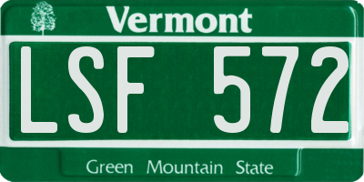 VT license plate LSF572