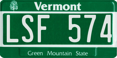 VT license plate LSF574