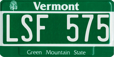 VT license plate LSF575