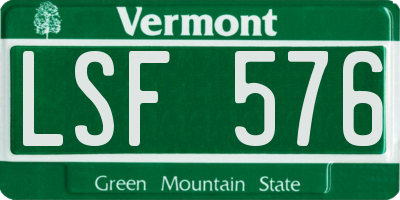 VT license plate LSF576