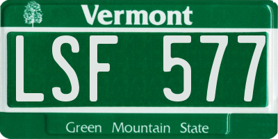 VT license plate LSF577