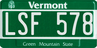 VT license plate LSF578