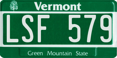VT license plate LSF579
