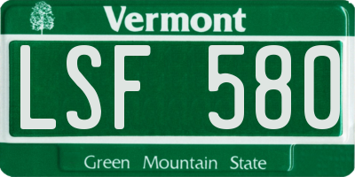 VT license plate LSF580