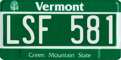 VT license plate LSF581