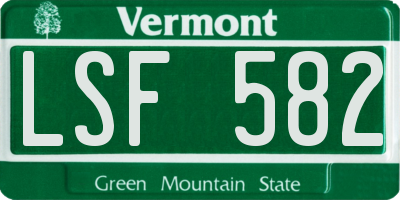 VT license plate LSF582