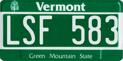 VT license plate LSF583