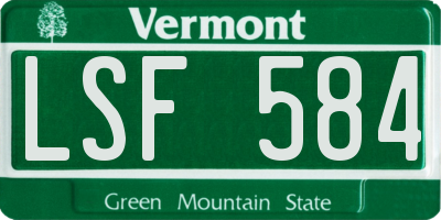 VT license plate LSF584