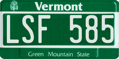 VT license plate LSF585