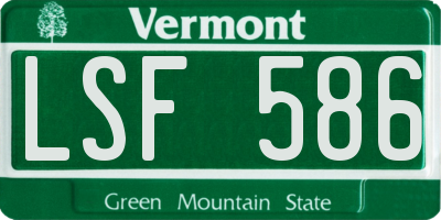 VT license plate LSF586