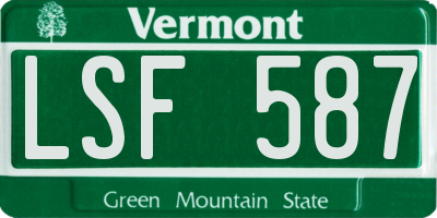 VT license plate LSF587