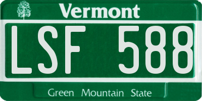 VT license plate LSF588