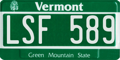 VT license plate LSF589