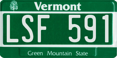 VT license plate LSF591