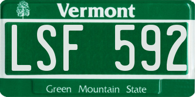 VT license plate LSF592