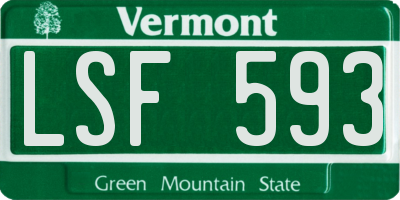 VT license plate LSF593