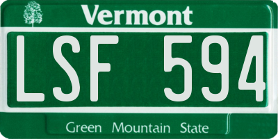 VT license plate LSF594