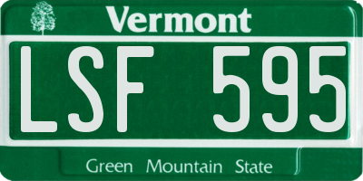 VT license plate LSF595