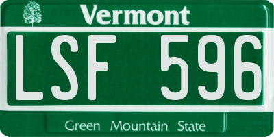 VT license plate LSF596