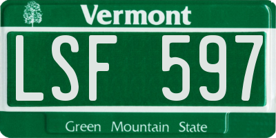 VT license plate LSF597