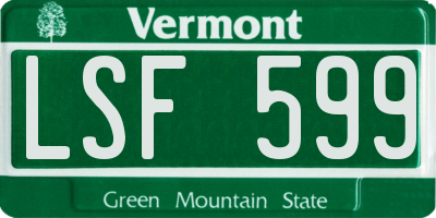 VT license plate LSF599