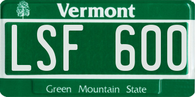 VT license plate LSF600