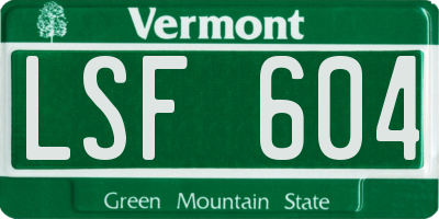 VT license plate LSF604