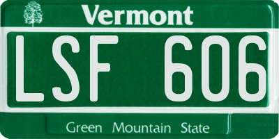 VT license plate LSF606