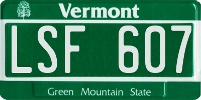 VT license plate LSF607