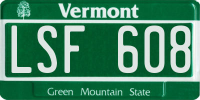 VT license plate LSF608