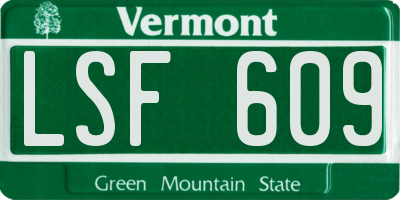 VT license plate LSF609