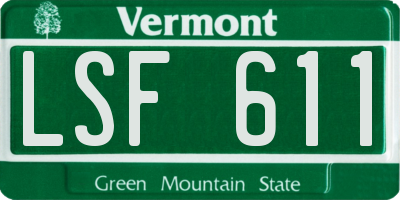 VT license plate LSF611