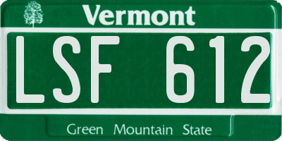 VT license plate LSF612