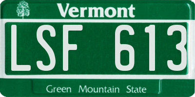 VT license plate LSF613