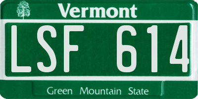 VT license plate LSF614