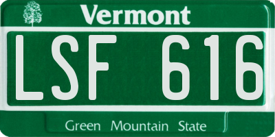 VT license plate LSF616