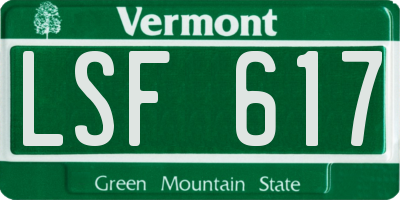 VT license plate LSF617