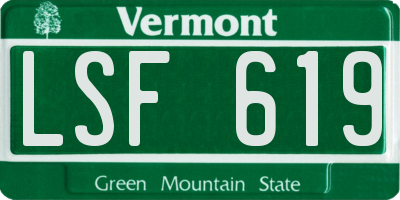 VT license plate LSF619