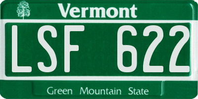 VT license plate LSF622